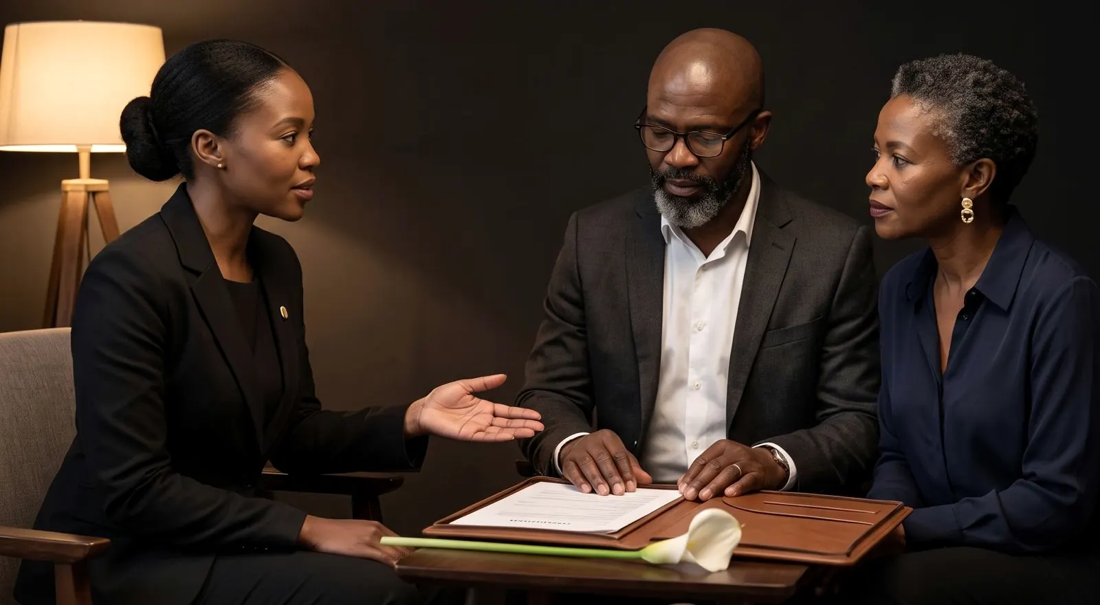 A Java Legacy coordinator guiding a family through funeral arrangements